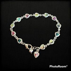 Sj Dainty Abalone Shell Romantic Coquette Heart Chain Tennis Bracelet